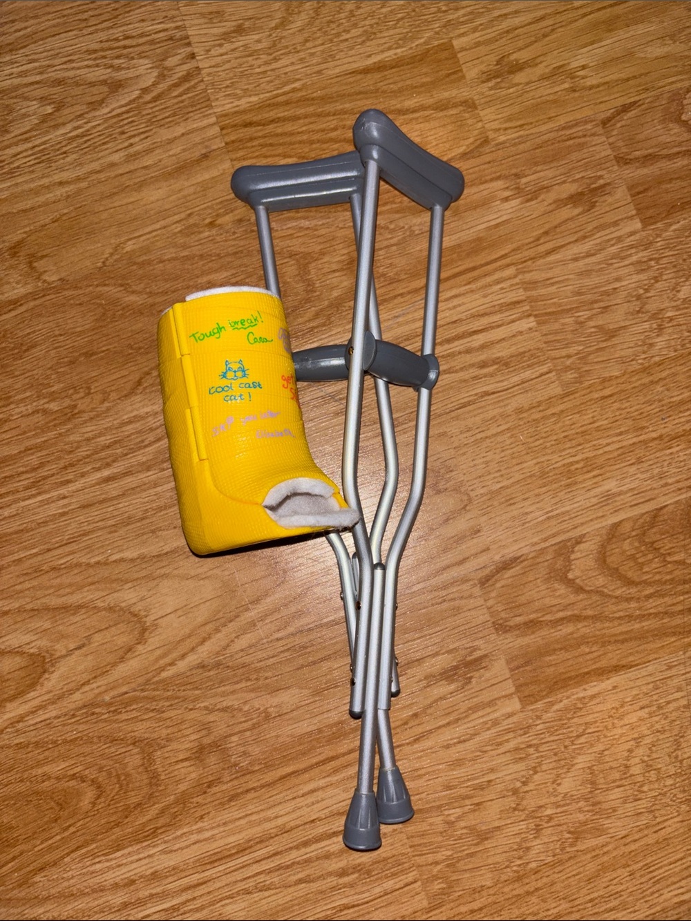 American Girl Yellow Medical Cast and Silver Crutches Accessory